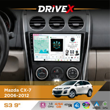 Штатна магнітола для Mazda CX-7 2006-2012 DriveX S3 QLED 9" Android 8-ядерний 1.6ГГц 4x64Гб SIM-картка 3G/4G 7388 4x45W ASP TM2313 бездротовий CarPlay та AndroidAuto
