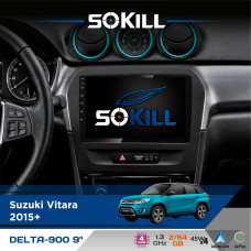 Штатна магнітола для Suzuki Vitara 2015+ SoKill DELTA-900 9" Android 4-ядерний 2+64Гб 4x45W бездротовий CarPlay та AndroidAuto