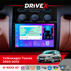 Штатна магнітола для Volkswagen Touran 2003-2010 DriveX A-1003 QLED 10" Android 2+32Гб 4-ядерний 4x50W(TDA7851) бездротовий CarPlay та AndroidAuto