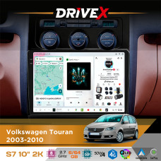 Штатна магнітола для Volkswagen Touran 2003-2010 DriveX S7 2K QLED 10" Android 8-ядерний 2.7ГГц 6x64Гб SIM-картка 3G/4G AK7808 AB 4x50W DSP AK7739 VELVET бездротовий CarPlay та AndroidAuto