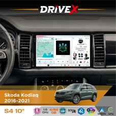 Штатна магнітола для Skoda Kodiaq 2016-2021 DriveX S4 QLED 10" Android 8-ядерний 1.6ГГц 4x64Гб SIM-картка 3G/4G TDA7851 4x50W DSP AK7604 бездротовий CarPlay та AndroidAuto