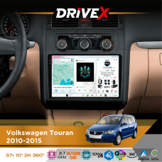 Штатна магнітола для Volkswagen Touran 2010-2015 DriveX S7+ 2K QLED 10" Android 8-ядерний 2.7ГГц 8x128Гб SIM-картка 3G/4G AK7808 AB 4x50W 360° DSP AK7739 VELVET бездротовий CarPlay та AndroidAuto