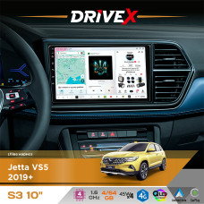 Штатна магнітола для Jetta VS5 2019+ DriveX S3 QLED 10" Android 8-ядерний 1.6ГГц 4x64Гб SIM-картка 3G/4G 7388 4x45W ASP TM2313 бездротовий CarPlay та AndroidAuto