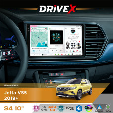 Штатна магнітола для Jetta VS5 2019+ DriveX S4 QLED 10" Android 8-ядерний 1.6ГГц 4x64Гб SIM-картка 3G/4G TDA7851 4x50W DSP AK7604 бездротовий CarPlay та AndroidAuto