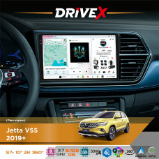 Штатна магнітола для Jetta VS5 2019+ DriveX S7+ 2K QLED 10" Android 8-ядерний 2.7ГГц 8x128Гб SIM-картка 3G/4G AK7808 AB 4x50W 360° DSP AK7739 VELVET бездротовий CarPlay та AndroidAuto