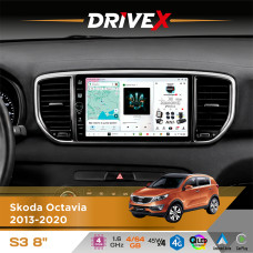 Штатна магнітола для KIA Sportage (QL) 2015-2018 DriveX S3 QLED 8" з фізичними кнопками Android 8-ядерний 1.6ГГц 4x64Гб SIM-картка 3G/4G 7388 45W ASP TM2313 бездротовий CarPlay та AndroidAuto