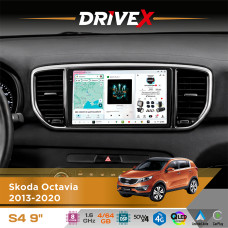Штатна магнітола для KIA Sportage (QL) 2015-2018 DriveX S4 QLED 9" Android 8-ядерний 1.6ГГц 4x64Гб SIM-картка 3G/4G TDA7851 4x50W DSP AK7604 бездротовий CarPlay та AndroidAuto