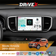 Штатна магнітола для KIA Sportage (QL) 2015-2018 DriveX S7+ 2K QLED 9" Android 8-ядерний 2.7ГГц 8x128Гб SIM-картка 3G/4G AK7808 AB 4x50W 360° DSP AK7739 VELVET бездротовий CarPlay та AndroidAuto