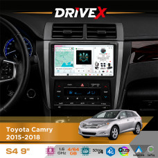 Штатна магнітола для Toyota Camry 2015-2018 DriveX S4 QLED 9" Android 8-ядерний 1.6ГГц 4x64Гб SIM-картка 3G/4G TDA7851 4x50W DSP AK7604 бездротовий CarPlay та AndroidAuto