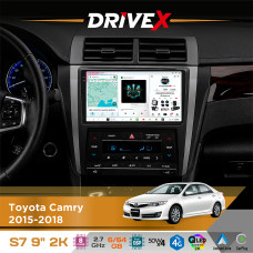 Штатна магнітола для Toyota Aurion 2015-2018 DriveX S7 2K QLED 9" Android 8-ядерний 2.7ГГц 6x64Гб SIM-картка 3G/4G AK7808 AB 4x50W DSP AK7739 VELVET бездротовий CarPlay та AndroidAuto