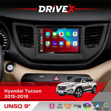 Штатна магнітола для Hyundai Tucson 2015-2018 DriveX UN5 QLED 9" Android 4-ядерний 2+32Гб 4x45W бездротовий CarPlay та AndroidAuto