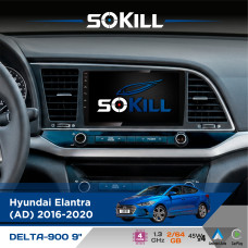 Штатна магнітола для Hyundai Elantra (AD) 2016-2020 SoKill DELTA-900 9" Android 4-ядерний 2+64Гб 4x45W бездротовий CarPlay та AndroidAuto