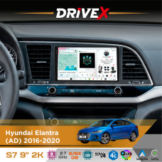 Штатна магнітола для Hyundai Avante 2015-2020 DriveX S7 2K QLED 9" Android 8-ядерний 2.7ГГц 6x64Гб SIM-картка 3G/4G AK7808 AB 4x50W DSP AK7739 VELVET бездротовий CarPlay та AndroidAuto