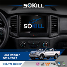 Штатна магнітола для Ford Ranger 2015-2023 SoKill DELTA-900 9" Android 4-ядерний 2+64Гб 4x45W бездротовий CarPlay та AndroidAuto