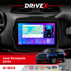 Штатна магнітола для Jeep Renegade 2014+ DriveX A-903 QLED 9" Android 4-ядерний 2+32Гб 4x50W(TDA7851) бездротовий CarPlay та AndroidAuto