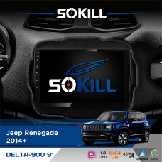 Штатна магнітола для Jeep Renegade 2014+ SoKill DELTA-900 9" Android 4-ядерний 2+64Гб 4x45W бездротовий CarPlay та AndroidAuto