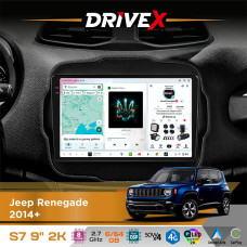Штатна магнітола для Jeep Renegade 2014+ DriveX S7 2K QLED 9" Android 8-ядерний 2.7ГГц 6x64Гб SIM-картка 3G/4G AK7808 AB 4x50W DSP AK7739 VELVET бездротовий CarPlay та AndroidAuto