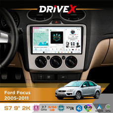Штатна магнітола для Ford Focus 2005-2011 DriveX S7 2K QLED 9" Android 8-ядерний 2.7ГГц 6x64Гб SIM-картка 3G/4G AK7808 AB 4x50W DSP AK7739 VELVET бездротовий CarPlay та AndroidAuto