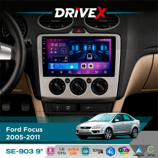 Штатна магнітола для Ford Focus 2005-2011 DriveX SE-903 QLED 9" Android 8-ядерний 4+64Гб SIM-картка 3G/4G DSP 4x50W(TDA7851) бездротовий CarPlay та AndroidAuto