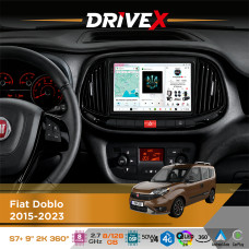 Штатна магнітола для Fiat Doblo 2015-2023 DriveX S7+ 2K QLED 9" Android 8-ядерний 2.7ГГц 8x128Гб SIM-картка 3G/4G AK7808 AB 4x50W 360° DSP AK7739 VELVET бездротовий CarPlay та AndroidAuto