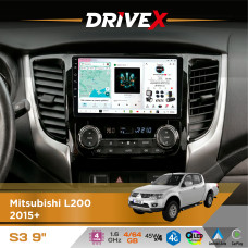 Штатна магнітола для Mitsubishi Pajero Sport 2015-2019 DriveX S3 QLED 9" Android 8-ядерний 1.6ГГц 4x64Гб SIM-картка 3G/4G 7388 4x45W ASP TM2313 бездротовий CarPlay та AndroidAuto