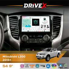 Штатна магнітола для Mitsubishi Pajero Sport 2015-2019 DriveX S4 QLED 9" Android 8-ядерний 1.6ГГц 4x64Гб SIM-картка 3G/4G TDA7851 4x50W DSP AK7604 бездротовий CarPlay та AndroidAuto