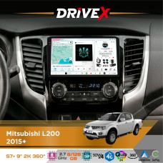 Штатна магнітола для Mitsubishi Pajero Sport 2015-2019 DriveX S7+ 2K QLED 9" Android 8-ядерний 2.7ГГц 8x128Гб SIM-картка 3G/4G AK7808 AB 4x50W 360° DSP AK7739 VELVET бездротовий CarPlay та AndroidAuto
