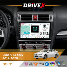 Штатна магнітола для Subaru Outback 2014-2020 DriveX S3 QLED 9" Android 8-ядерний 1.6ГГц 4x64Гб SIM-картка 3G/4G 7388 4x45W ASP TM2313 бездротовий CarPlay та AndroidAuto