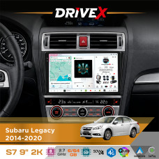 Штатна магнітола для Subaru Outback 2014-2020 DriveX S7 2K QLED 9" Android 8-ядерний 2.7ГГц 6x64Гб SIM-картка 3G/4G AK7808 AB 4x50W DSP AK7739 VELVET бездротовий CarPlay та AndroidAuto