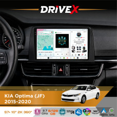 Штатна магнітола для KIA Optima (JF) 2015-2020 DriveX S7+ 2K QLED 10" Android 8-ядерний 2.7ГГц 8x128Гб SIM-картка 3G/4G AK7808 AB 4x50W 360° DSP AK7739 VELVET бездротовий CarPlay та AndroidAuto