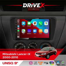 Штатна магнітола для Mitsubishi Lancer IX 2000-2010 DriveX UN5 QLED 9" Android 4-ядерний 2+32Гб 4x45W бездротовий CarPlay та AndroidAuto