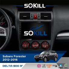 Штатна магнітола для Subaru Forester 2012-2016 SoKill DELTA-900 9" Android 4-ядерний 2+64Гб 4x45W бездротовий CarPlay та AndroidAuto