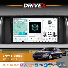 Штатна магнітола для BMW 5 Series (F10) 2009-2017 DriveX S7+ 2K QLED 9" Android 8-ядерний 2.7ГГц 8x128Гб SIM-картка 3G/4G AK7808 AB 4x50W 360° DSP AK7739 VELVET бездротовий CarPlay та AndroidAuto
