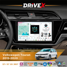 Штатна магнітола для Volkswagen Touran 2015-2020 DriveX S7+ 2K QLED 10" Android 8-ядерний 2.7ГГц 8x128Гб SIM-картка 3G/4G AK7808 AB 4x50W 360° DSP AK7739 VELVET бездротовий CarPlay та AndroidAuto