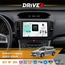 Штатна магнітола для Subaru Legacy 2003-2009 DriveX S7 2K QLED 9" Android 8-ядерний 2.7ГГц 6x64Гб SIM-картка 3G/4G AK7808 AB 4x50W DSP AK7739 VELVET бездротовий CarPlay та AndroidAuto