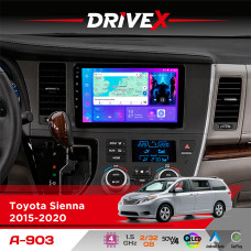 Штатна магнітола для Toyota Sienna 2015-2020 DriveX A-903 QLED 9" Android 4-ядерний 2+32Гб 4x50W(TDA7851) бездротовий CarPlay та AndroidAuto