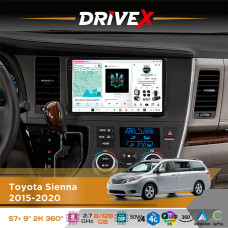 Штатна магнітола для Toyota Sienna 2015-2020 DriveX S7+ 2K QLED 9" Android 8-ядерний 2.7ГГц 8x128Гб SIM-картка 3G/4G AK7808 AB 4x50W 360° DSP AK7739 VELVET бездротовий CarPlay та AndroidAuto