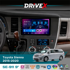 Штатна магнітола для Toyota Sienna 2015-2020 DriveX SE-911 4+64Гб QLED 9" Android 4-ядерний 4x50W(TDA7851) DSP бездротовий CarPlay та AndroidAuto