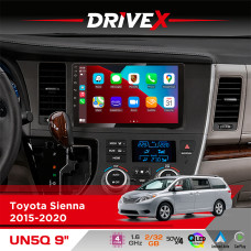 Штатна магнітола для Toyota Sienna 2015-2020 DriveX UN5 QLED 9" Android 4-ядерний 2+32Гб 4x45W бездротовий CarPlay та AndroidAuto