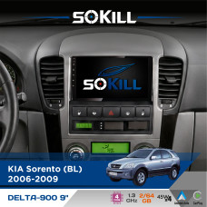 Штатна магнітола для KIA Sorento (BL) 2006-2009 SoKill DELTA-900 9" Android 4-ядерний 2+64Гб 4x45W бездротовий CarPlay та AndroidAuto