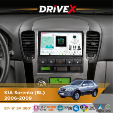 Штатна магнітола для KIA Sorento (BL) 2006-2009 DriveX S7+ 2K QLED 9" Android 8-ядерний 2.7ГГц 8x128Гб SIM-картка 3G/4G AK7808 AB 4x50W 360° DSP AK7739 VELVET бездротовий CarPlay та AndroidAuto