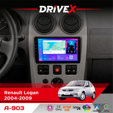 Штатна магнітола для Renault Logan 2004-2009 DriveX A-903 QLED 9" Android 4-ядерний 2+32Гб 4x50W(TDA7851) бездротовий CarPlay та AndroidAuto