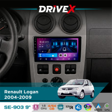 Штатна магнітола для Dacia Logan 2004-2008 DriveX SE-903 QLED 9" Android 8-ядерний 4+64Гб SIM-картка 3G/4G DSP 4x50W(TDA7851) бездротовий CarPlay та AndroidAuto