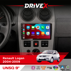 Штатна магнітола для Renault Logan 2004-2009 DriveX UN5 QLED 9" Android 4-ядерний 2+32Гб 4x45W бездротовий CarPlay та AndroidAuto