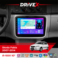 Штатна магнітола для Skoda Fabia 2007-2014 DriveX A-1001 10" Android 4-ядерний 2+32Гб 4x45W бездротовий CarPlay та AndroidAuto