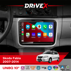 Штатна магнітола для Skoda Fabia 2007-2014 DriveX UN8 QLED 10" Android 4-ядерний 2x32Гб 4x45W бездротовий CarPlay та AndroidAuto