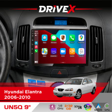 Штатна магнітола для Hyundai Avante 2006-2010 DriveX UN5 QLED 9" Android 4-ядерний 2+32Гб 4x45W бездротовий CarPlay та AndroidAuto