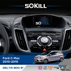 Штатна магнітола для Ford Escape 2012-2019 SoKill DELTA-900 9" Android 4-ядерний 2+64Гб 4x45W бездротовий CarPlay та AndroidAuto