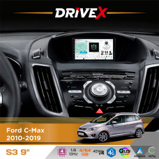 Штатна магнітола для Ford Escape 2012-2019 DriveX S3 QLED 9" Android 8-ядерний 1.6ГГц 4x64Гб SIM-картка 3G/4G 7388 4x45W ASP TM2313 бездротовий CarPlay та AndroidAuto