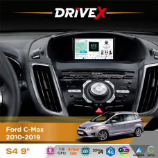 Штатна магнітола для Ford Kuga 2013-2019 DriveX S4 QLED 9" Android 8-ядерний 1.6ГГц 4x64Гб SIM-картка 3G/4G TDA7851 4x50W DSP AK7604 бездротовий CarPlay та AndroidAuto